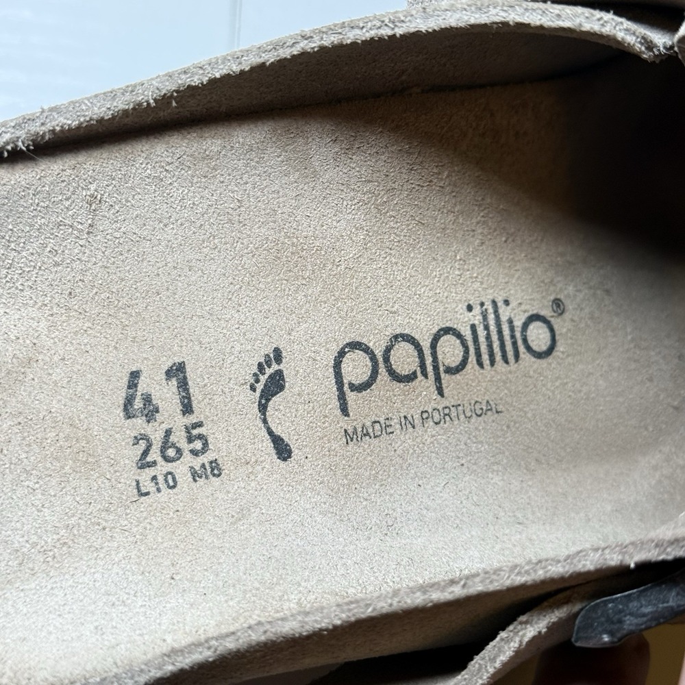 Papillio by Birkenstock Fanny Wedge Clog In Warm Sand Suede Size 41 US 10 - Picture 11 of 16